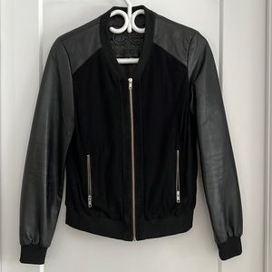 Black Leather Bomber Jacket